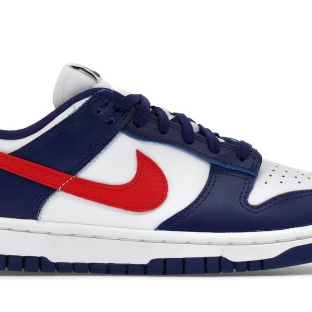 Nike Dunk Low - White, Navy & Red Swoosh